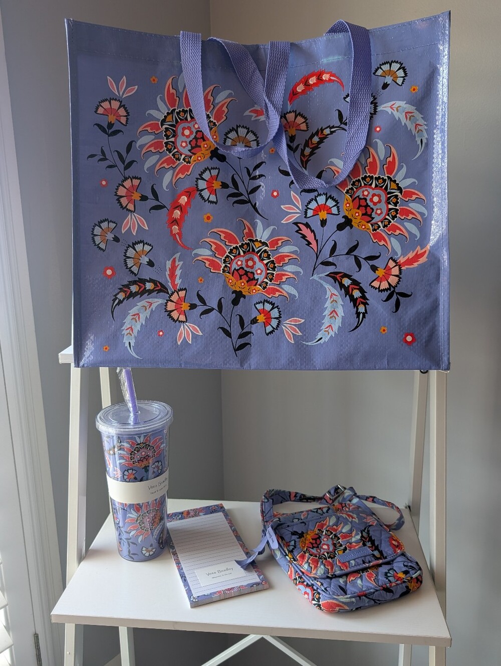 Vera Bradley 4-Piece Bundle Set - Crossbody Bag, Tumbler, Tote, Notepad